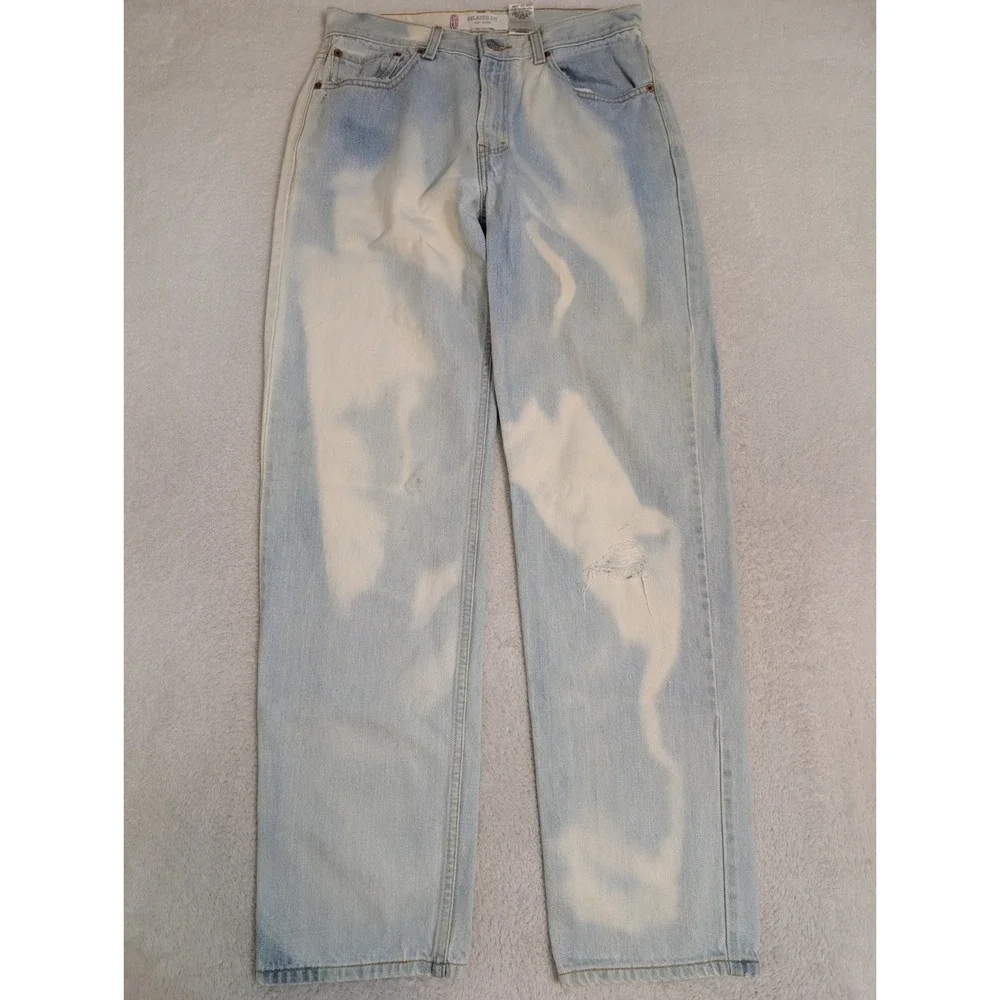 Vintage Levis 550 Jeans Light Blue‎ Acid Wash Custom Pockets '02 33x34 Relaxed